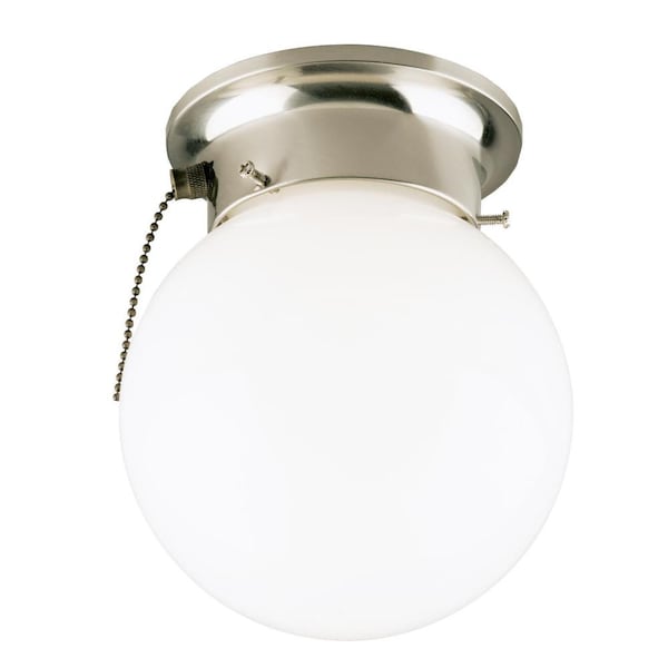 Westinghouse One-Light Indoor Flush-Mount Ceiling Fixture Brshd Nkl Wht Gls Glb 6720800 - main